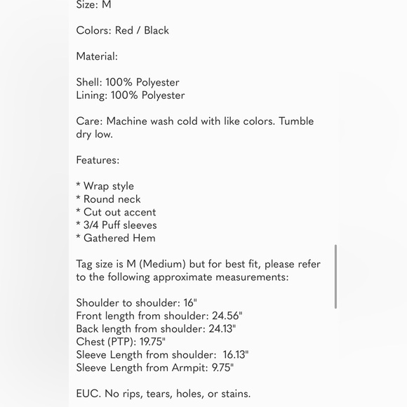 Vince Camuto Polka Dot Prep Faux Wrap V-neck Blouse Red Navy Blue Medium - Picture 16 of 16